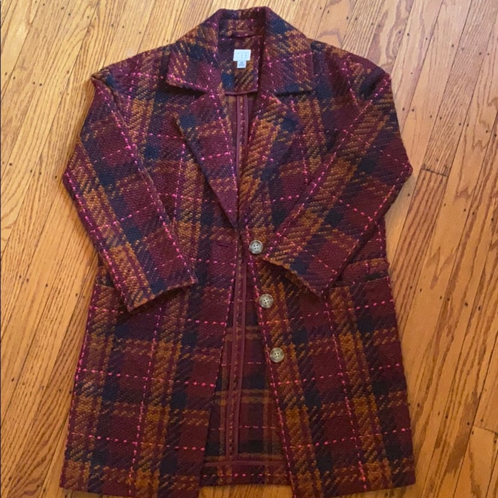 A New Day plaid top coat, XS